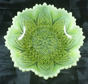 ANTIQUE ESTATE  DAVIDSON PEARLINE VASELINE GLASS BOWL WILLIAM & MARY  ST# 14883 - Picture 1 of 4