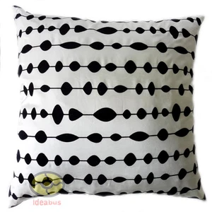 white with black circles oval dot Raised Flocked Satin Cushion Cover/Pillow case - Picture 1 of 4