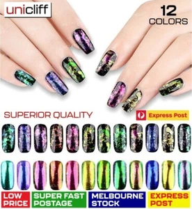 Duo Chrome Chameleon Nail Flakes Powder Polish Mirror Transparent Color Nail Art - Picture 1 of 15