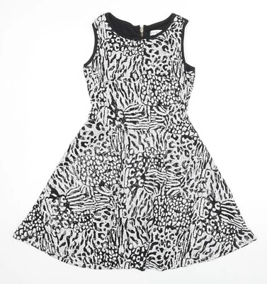 Rare WomensAnimal Polyester Blend Fit & Flare Size 8 Boat Neck Zi - Image 1 of 4