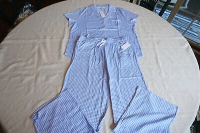 KAREN NEUBURGER BLUE GINGHAM 2-PIECE PAJAMA SET  SMALL SPRING FLING - Image 1 of 4