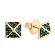 Natural Green Emerald Stud Earring 18k Gold Women Jewelry For Women