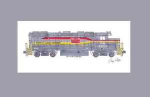 Family Lines (Georgia) GP38-2 #6009 11"x17" Matted Print Andy Fletcher signed - Picture 1 of 1