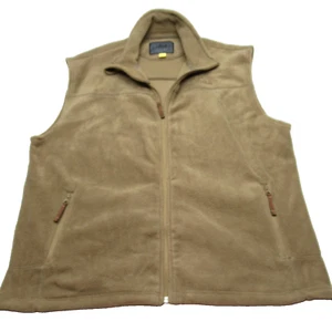 Cabelas Vest Mens XL Tall Green Zip Pockets Fleece Full Zip Sleeveless Outdoor - Picture 1 of 14