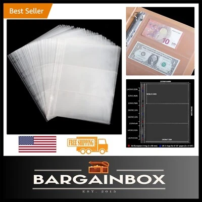 3 Pocket Currency Sleeves - 100 Sheets for Safe Banknote & Collectible Storage - Image 1 of 4