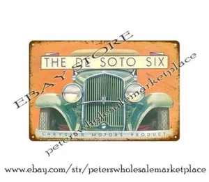 wall decor DE SOTO SIX motors car automotive Garage workshop metal tin sign - Picture 1 of 4