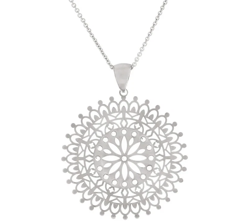 Pingente de bronze recortado_cristal tom prata com corrente de 18" por Bronzo Italia - Imagem 1 de 1