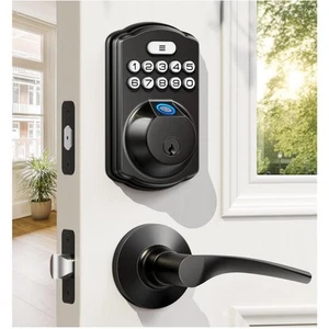 Fingerprint Door Lock with 2 Lever Handles - Keyless Entry Door Lock - Picture 1 of 10
