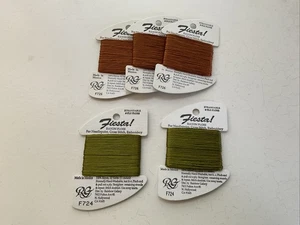 Rainbow Gallery 5 Cds Fiesta! Rayon Strandable Floss6 Ply F726 Rust F724 Green - Picture 1 of 4