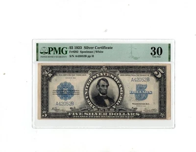 1923 $5 Silver Certificate "Porthole" Note.Fr-282 PMG-30 - Image 1 of 2