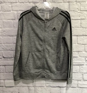 Adidas Boys, Heather Gray, Full Zip Hoodie Sweatshirt Size L (14/16) Fleece - Picture 1 of 8