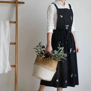 Cotton Kitchen Cooking Apron Embroidered Waiter Extended Aprons Kitchen - Picture 1 of 17