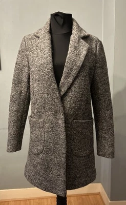 New Look Grey Wool Blend Mid-Length Coat Size S - Image 1 of 4