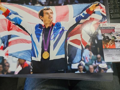 Leyenda del tenis Andy Murray autografiada 11X14 bandera británica FOTO CERTIFICADO POR LA JSA Foto 1 de 2