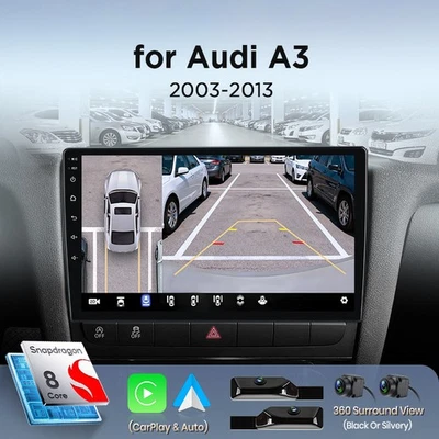 360° Android14 Für AUDI A3 8P 2003-2012 Autoradio Apple Carplay GPS Navi 4G WIFI - Bild 1 von 4
