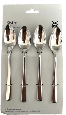 WMF Bistro 4 colheres de toranja 18/10 bordas serrilhadas de aço inoxidável NOS LIDO - Imagem 1 de 4
