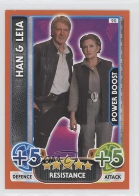 2015 Topps Star Wars Force Attax Power Boost Han Solo Princess Leia Organa & #90 - Image 1 of 2
