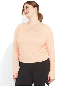 Nuevo Top corto Lane Bryant manga larga coral LIVI absorbente lado acanalado mujer 22/24 - Imagen 1 de 3