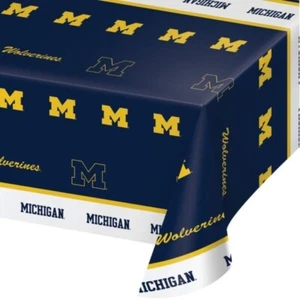 Michigan University Wolverines Plastic Tablecloth 54" x 108" Table Cover NCAA - Picture 1 of 1