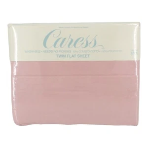Sábana plana doble rosa caricia hecha en EE. UU. ropa de cama vintage nueva de los años 90 nueva - Imagen 1 de 3