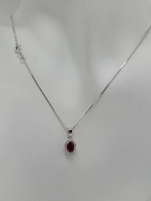 COLLANA E CIONDOLO DONNA CON CRISTALLO ROSSO E ZIRCONI IN  ARGENTO 925 (0400) - Immagine 1 di 4