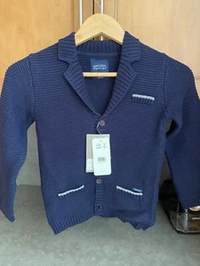 NWT Mayoral Knit Jacket Boy 60% Cotton 40% Acrylic Boys Navy Blue Sweater Size 8 - Picture 1 of 9