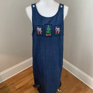 Original TY Wear Vintage Damen Demin Weihnachten bestickt bescheiden Pullover Größe 8 - Bild 1 von 7