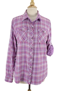 Marmot kariertes Hemd Damen XL lila Rollriegel Langarm Knopfleiste 2-lagig - Bild 1 von 17