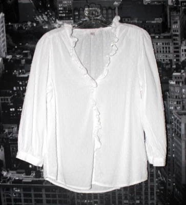 Blusa LC Lauren Conrad Feminina Top Algodão Branco Texturizado Ponto Primavera Verão Pequena - Imagem 1 de 4