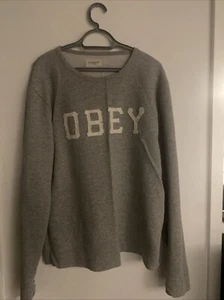 Obey Long sleeve Crew Neck Sweatshirt Men’s Large Grey - Picture 1 of 3