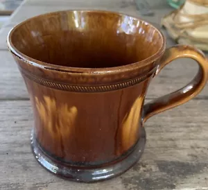"TAZA de cerámica Bennington del siglo XIX de 4"" con esmalte Rockingham" - Imagen 1 de 9