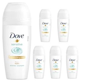 6 x 50ml Dove Sensitive Roll On 48Hrs Anti-Perspirant Deodorant Alcohol Free - Picture 1 of 3
