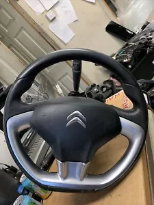 CITROEN C3 MK2 FL FLAT BOTTOM STEERING WHEEL Complete With Indicators 2011-2016 - Picture 1 of 11