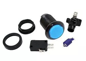 Pulsador LED azul arcade con bisel negro - Imagen 1 de 2