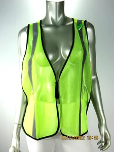 X SHIELD SZ ONE SIZE FITS ALL NWOT 100% Polyester Bright Yellow Net Safety Vest - Picture 1 of 12