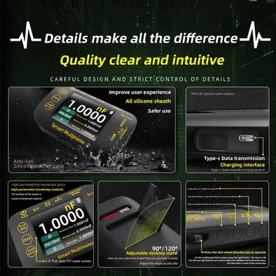 Multimeter Digital Multitester Mini Messgerät Volt Ohm Kapazität Hz - Bild 1 von 4