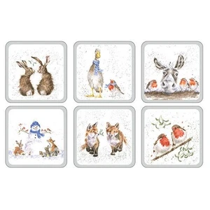 Wrendale Designs Set Of 6 Festive Animal Christmas Coasters - Picture 1 of 1