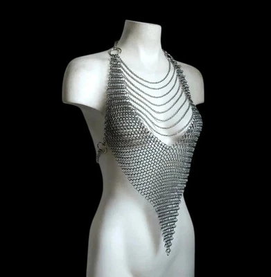 Cota de malla medieval superior/collar armadura ajustable cadena de cota de malla SS en capas Foto 1 de 4