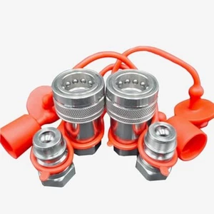2 Sets Hydraulic Quick Connect Couplers ISO5675 with NPT Sizes and Cover - Picture 1 of 19