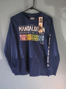 Star Wars Mandalorian Mando & Grogu Navy Graphic T-Shirt Women's Large - Picture 1 of 5