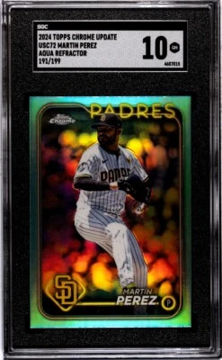 2024 Topps Chrome Update USC72 Martin Perez Aqua Refractor /199 POP 1 - Изображение 1 из 2
