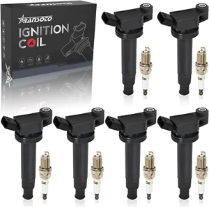 UF267 6PCS Ignition Coils Pack 90919-01210 Spark Plugs 4504 PK20TT Compatible wi - Picture 1 of 7