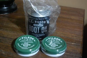 2 tins of C.C. Filson Oil Finish Wax & 1 can of Filson Boot Oil -All New ! - Picture 1 of 6