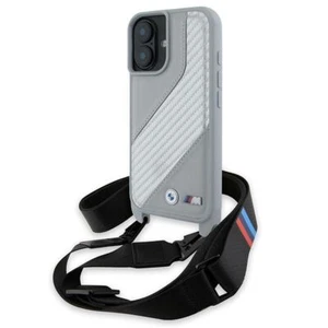 BMW M Series Carbon Stripe & Strap Case for iPhone 16 6.1" Grey - Picture 1 of 7