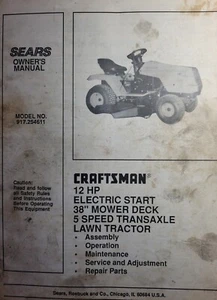 Sears Craftsman 12 hp 38 5-speed Lawn Tractor 917.254611 Owner & Parts Manual - Picture 1 of 3