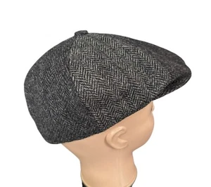 Failsworth Hoxton Tweed Flatcap Wolle grau 6 3/4 55 cm Fischgrät Baker Boy - Bild 1 von 9