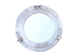 Brushed Nickel Deluxe Class Decorative Ship Porthole Window 12"" - Picture 1 of 2