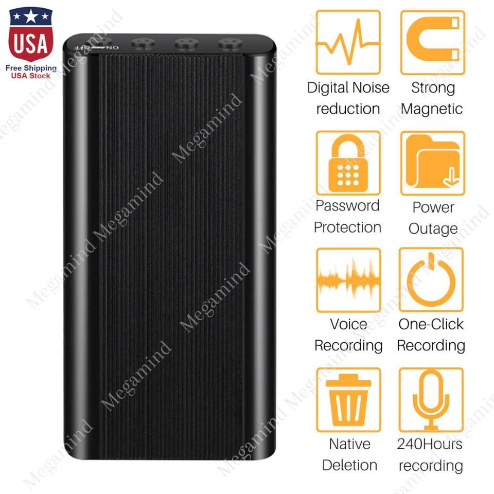 240 Hr Spy Mini MP3 Digital Voice Activated Recorder 16GB Audio Recording Device - Image 1 of 4