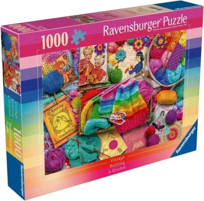 Ravensburger Aimee Stewart Vintage Knitting & Crochet 1000 Pc Puzzle Ships FREE! - Image 1 of 2