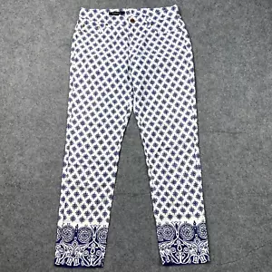 Brooks Brothers Pants Womens 4 Blue White Natalie Fit Geometric Print Stretch - Picture 1 of 14